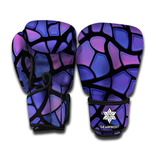 Purple Stained Glass Mosaic Print Boxing Gloves