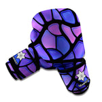 Purple Stained Glass Mosaic Print Boxing Gloves