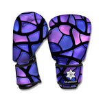 Purple Stained Glass Mosaic Print Boxing Gloves