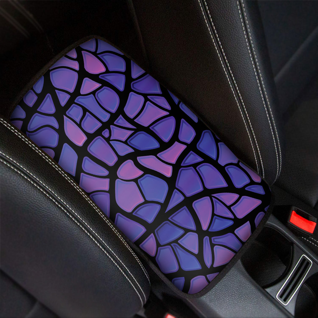 Purple Stained Glass Mosaic Print Car Center Console Cover