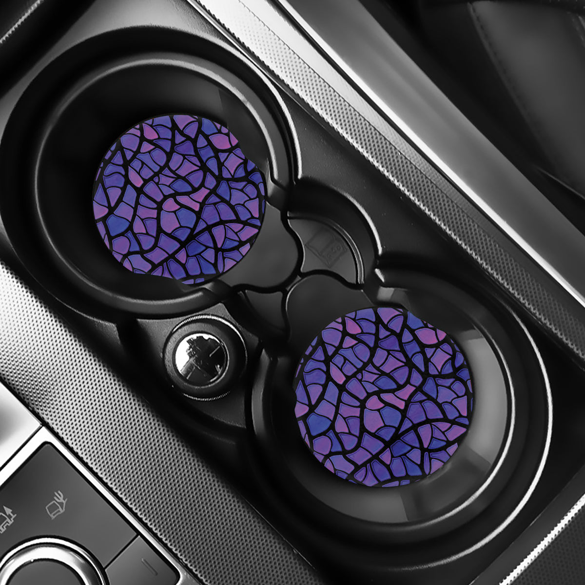 Purple Stained Glass Mosaic Print Car Coasters
