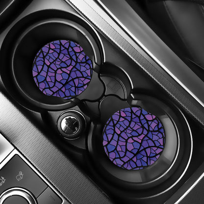 Purple Stained Glass Mosaic Print Car Coasters