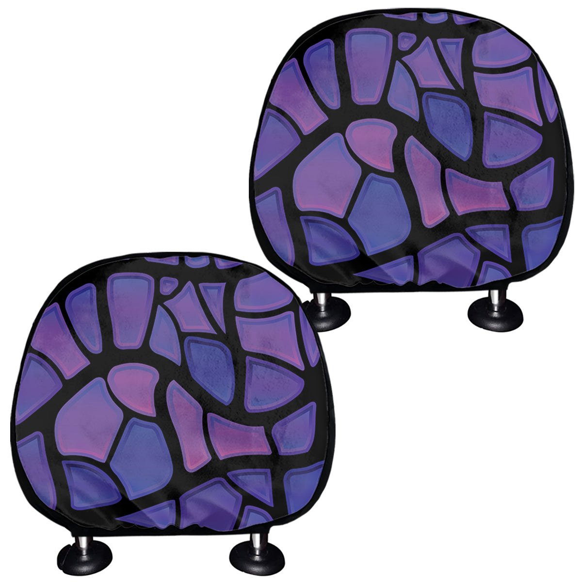 Purple Stained Glass Mosaic Print Car Headrest Covers