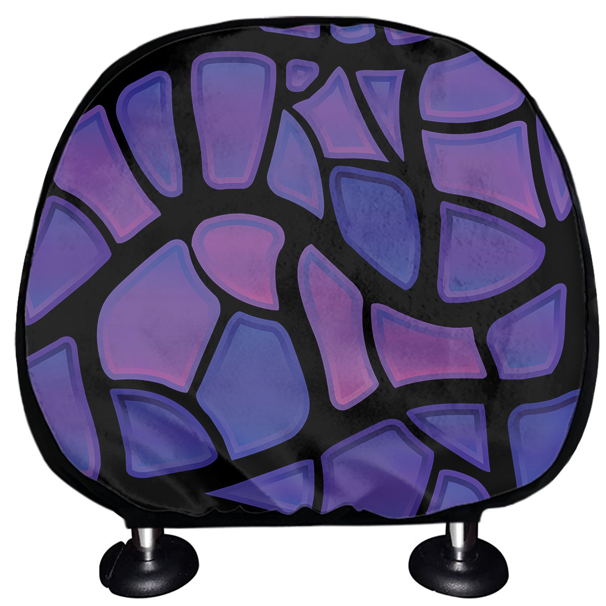 Purple Stained Glass Mosaic Print Car Headrest Covers