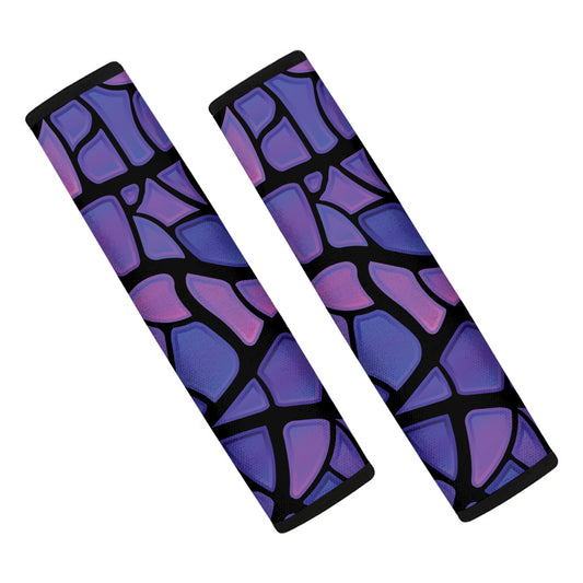 Purple Stained Glass Mosaic Print Car Seat Belt Covers