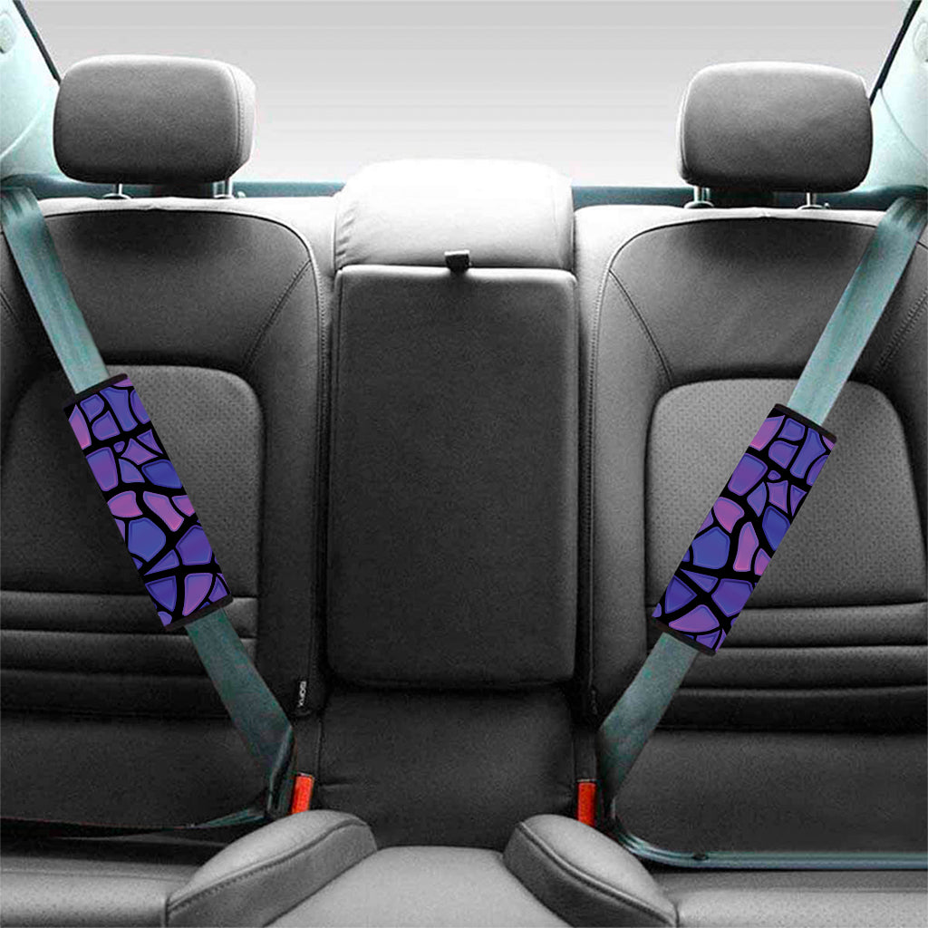 Purple Stained Glass Mosaic Print Car Seat Belt Covers