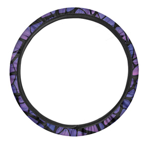 Purple Stained Glass Mosaic Print Car Steering Wheel Cover