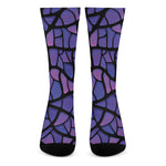 Purple Stained Glass Mosaic Print Crew Socks