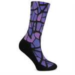 Purple Stained Glass Mosaic Print Crew Socks