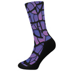 Purple Stained Glass Mosaic Print Crew Socks