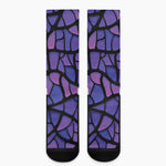 Purple Stained Glass Mosaic Print Crew Socks