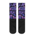 Purple Stained Glass Mosaic Print Crew Socks