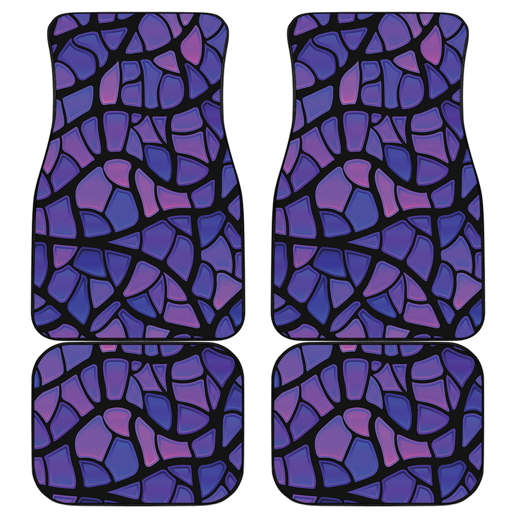 Purple Stained Glass Mosaic Print Front and Back Car Floor Mats