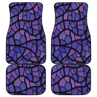Purple Stained Glass Mosaic Print Front and Back Car Floor Mats