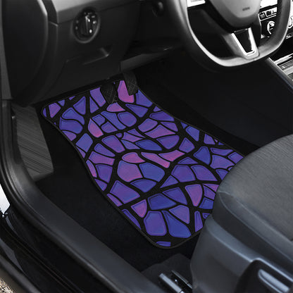 Purple Stained Glass Mosaic Print Front and Back Car Floor Mats