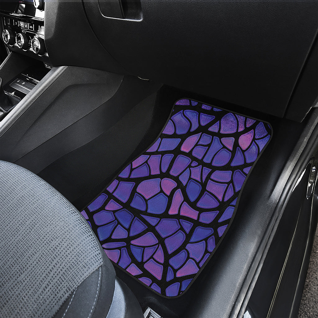 Purple Stained Glass Mosaic Print Front and Back Car Floor Mats