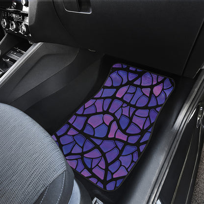 Purple Stained Glass Mosaic Print Front and Back Car Floor Mats