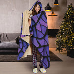 Purple Stained Glass Mosaic Print Hooded Blanket