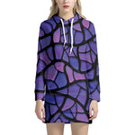 Purple Stained Glass Mosaic Print Hoodie Dress