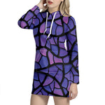 Purple Stained Glass Mosaic Print Hoodie Dress