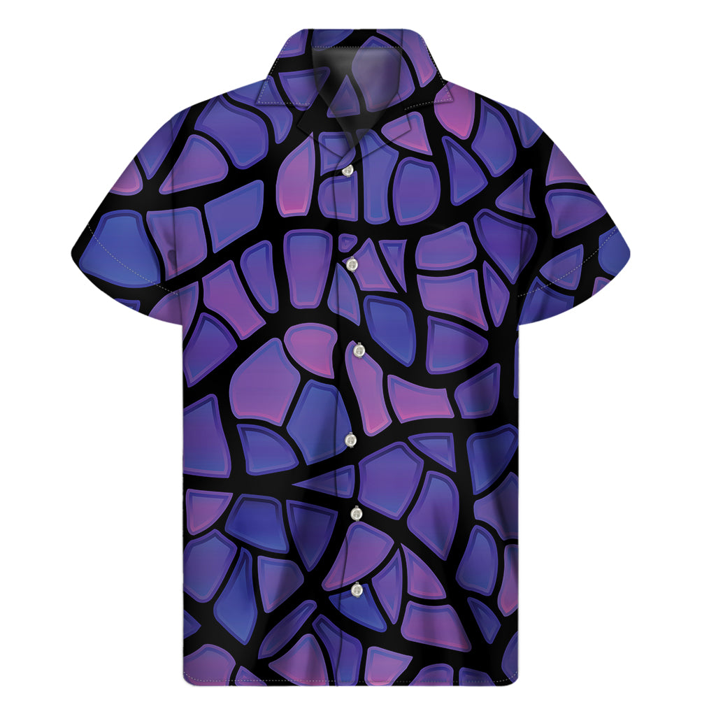 Purple Stained Glass Mosaic Print Men's Short Sleeve Shirt