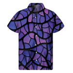 Purple Stained Glass Mosaic Print Men's Short Sleeve Shirt