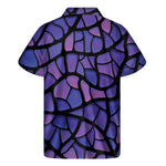 Purple Stained Glass Mosaic Print Men's Short Sleeve Shirt