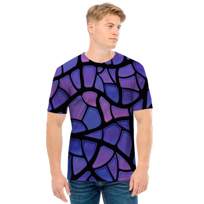 Purple Stained Glass Mosaic Print Men's T-Shirt