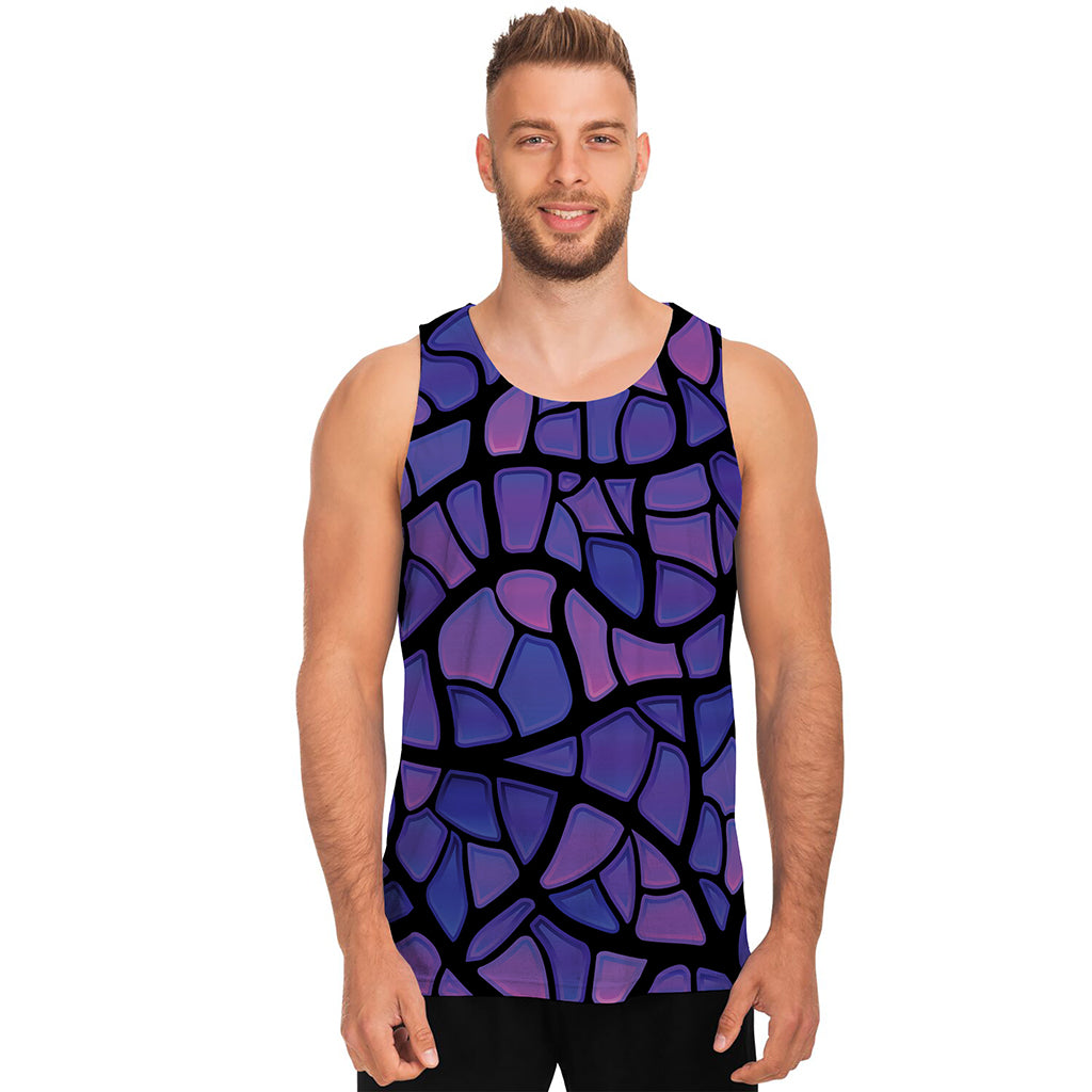 Purple Stained Glass Mosaic Print Men's Tank Top