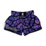 Purple Stained Glass Mosaic Print Muay Thai Boxing Shorts