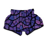 Purple Stained Glass Mosaic Print Muay Thai Boxing Shorts