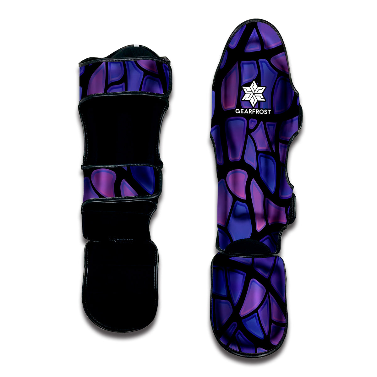 Purple Stained Glass Mosaic Print Muay Thai Shin Guard