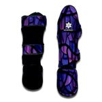 Purple Stained Glass Mosaic Print Muay Thai Shin Guard
