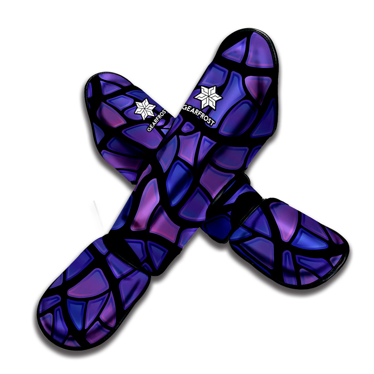 Purple Stained Glass Mosaic Print Muay Thai Shin Guard