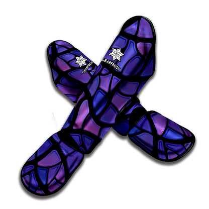 Purple Stained Glass Mosaic Print Muay Thai Shin Guard
