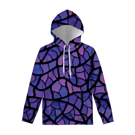 Purple Stained Glass Mosaic Print Pullover Hoodie