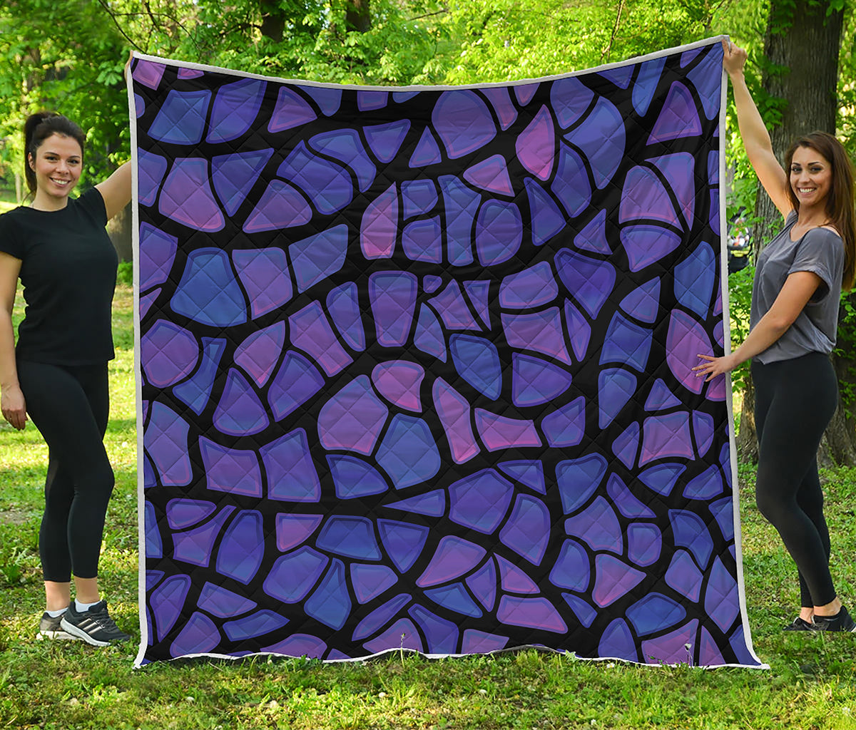 Purple Stained Glass Mosaic Print Quilt