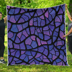 Purple Stained Glass Mosaic Print Quilt