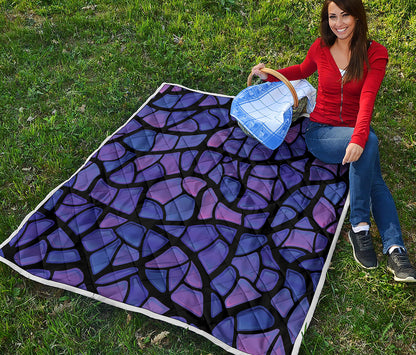 Purple Stained Glass Mosaic Print Quilt