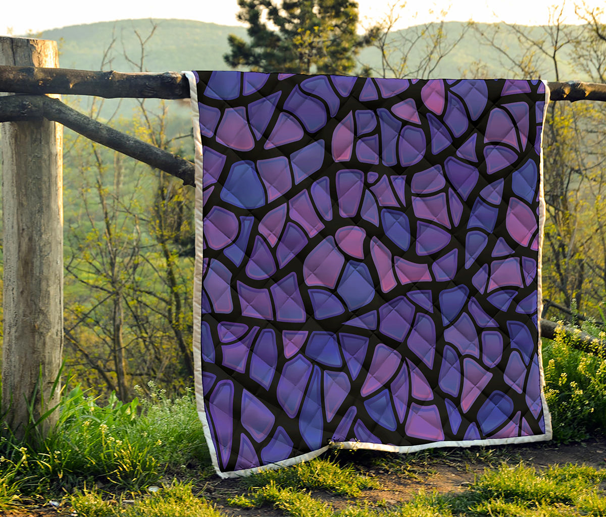 Purple Stained Glass Mosaic Print Quilt