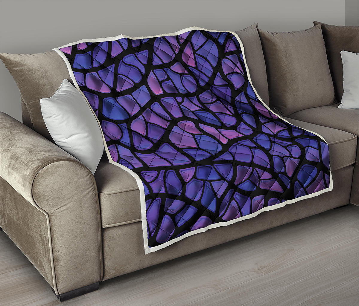 Purple Stained Glass Mosaic Print Quilt