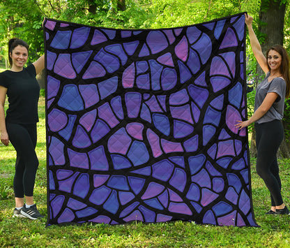 Purple Stained Glass Mosaic Print Quilt