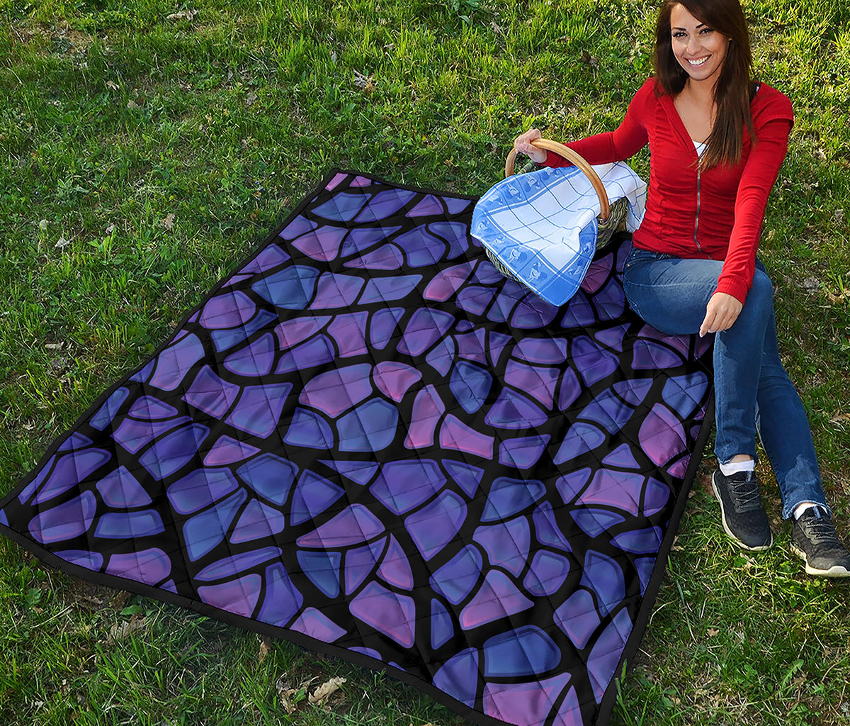 Purple Stained Glass Mosaic Print Quilt