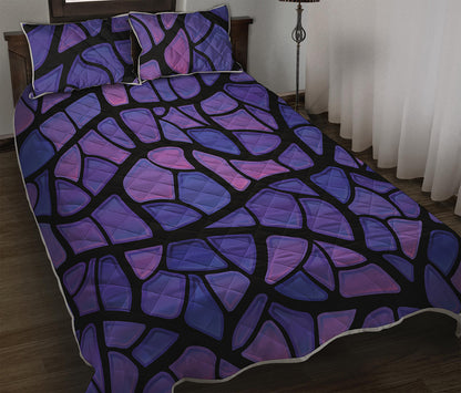 Purple Stained Glass Mosaic Print Quilt Bed Set