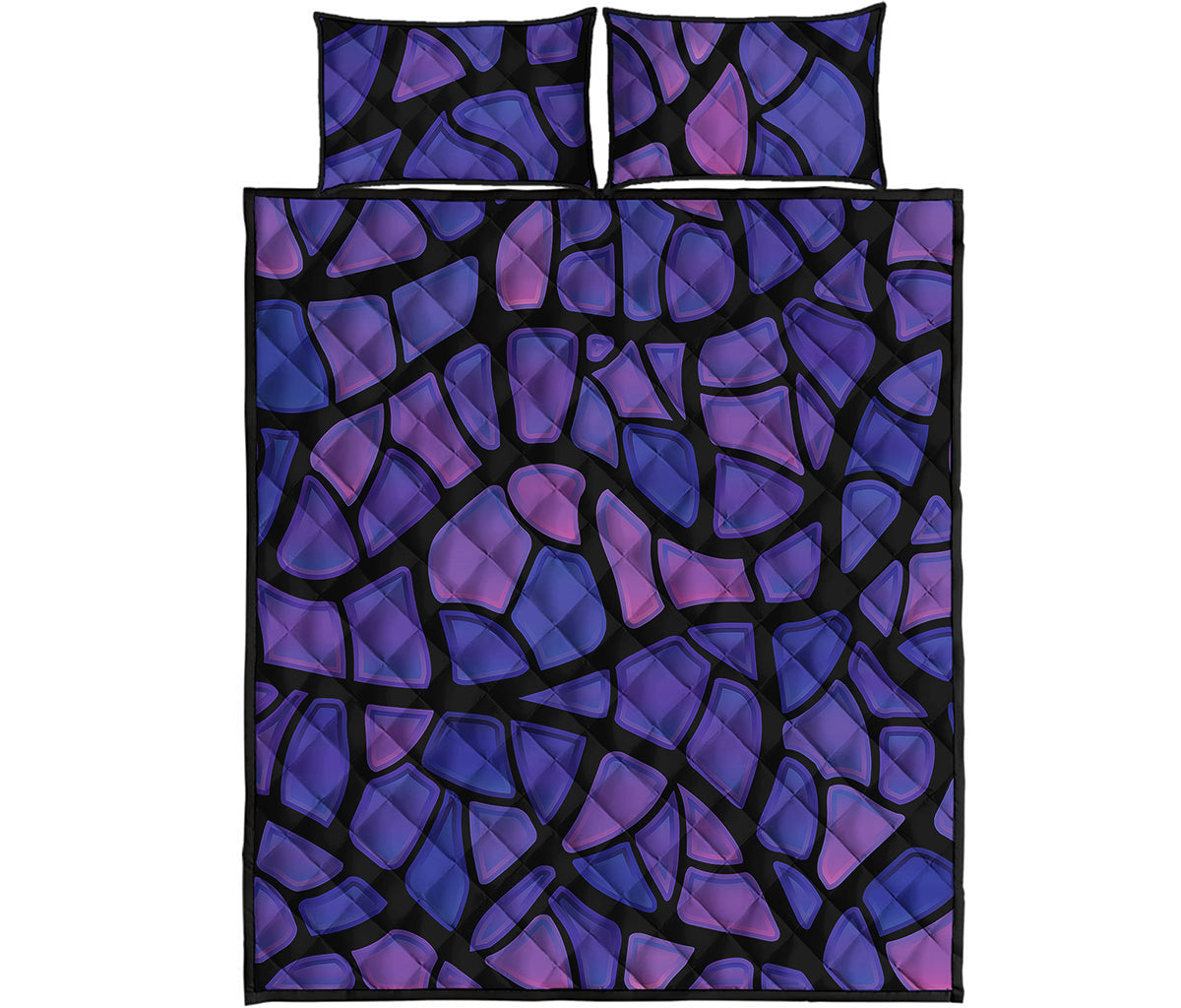 Purple Stained Glass Mosaic Print Quilt Bed Set