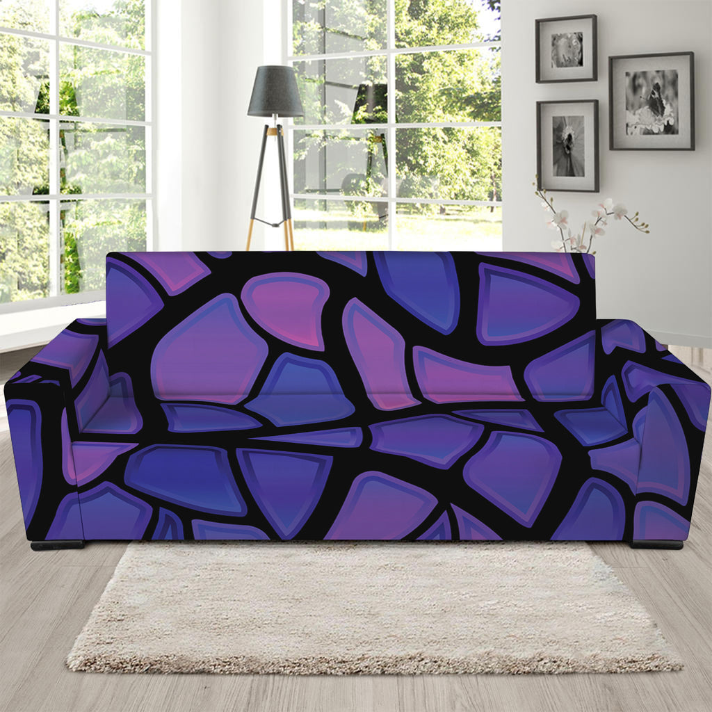 Purple Stained Glass Mosaic Print Sofa Slipcover