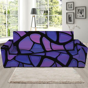 Purple Stained Glass Mosaic Print Sofa Slipcover