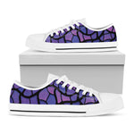 Purple Stained Glass Mosaic Print White Low Top Shoes