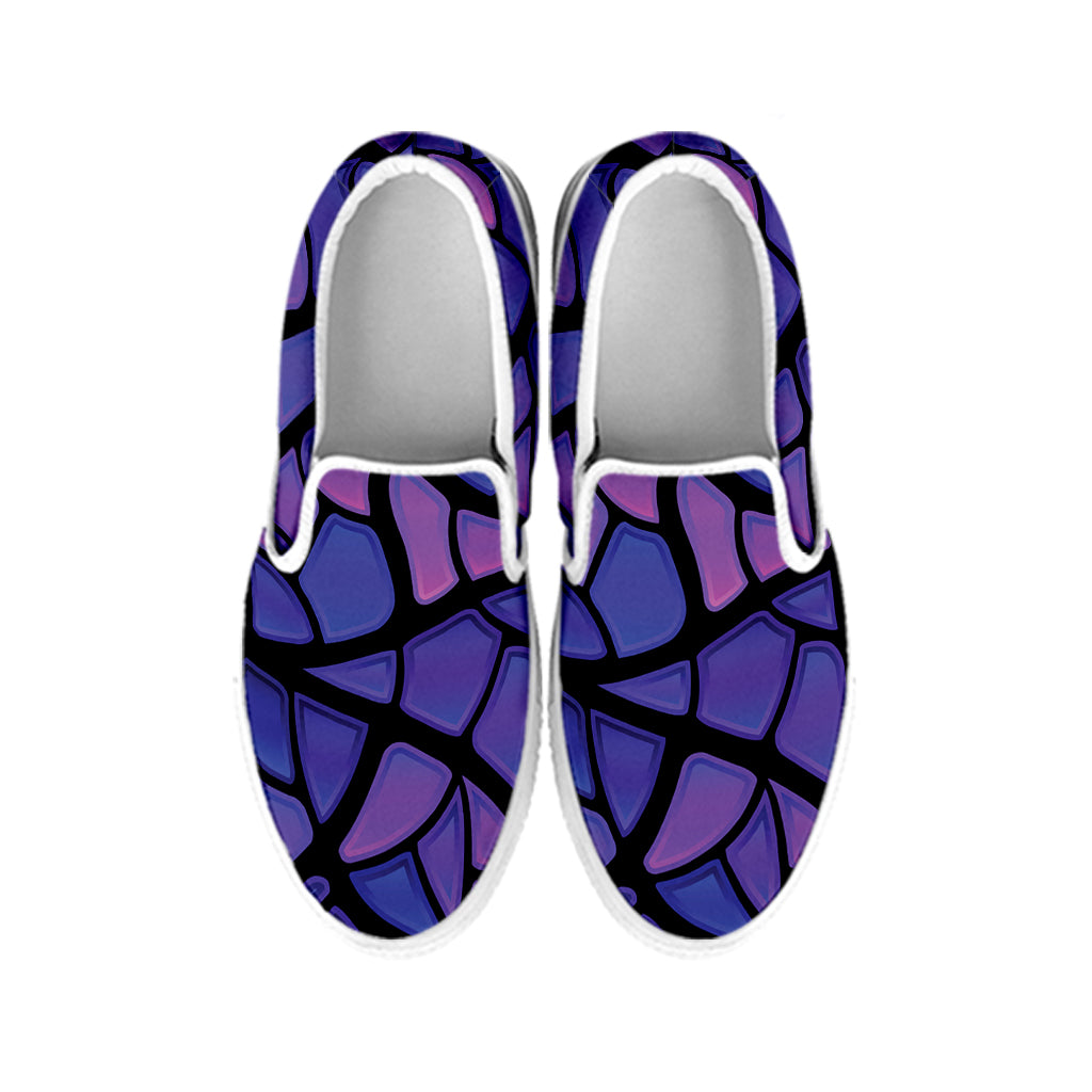 Purple Stained Glass Mosaic Print White Slip On Shoes