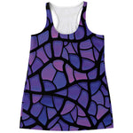 Purple Stained Glass Mosaic Print Women's Racerback Tank Top